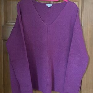 J. Jill Rich Purple V-Neck Sweater